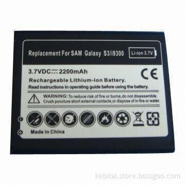2,100mAh High Capacity Mobile Phone Battery for Samsung Galaxy S3 with HD Battery Cell